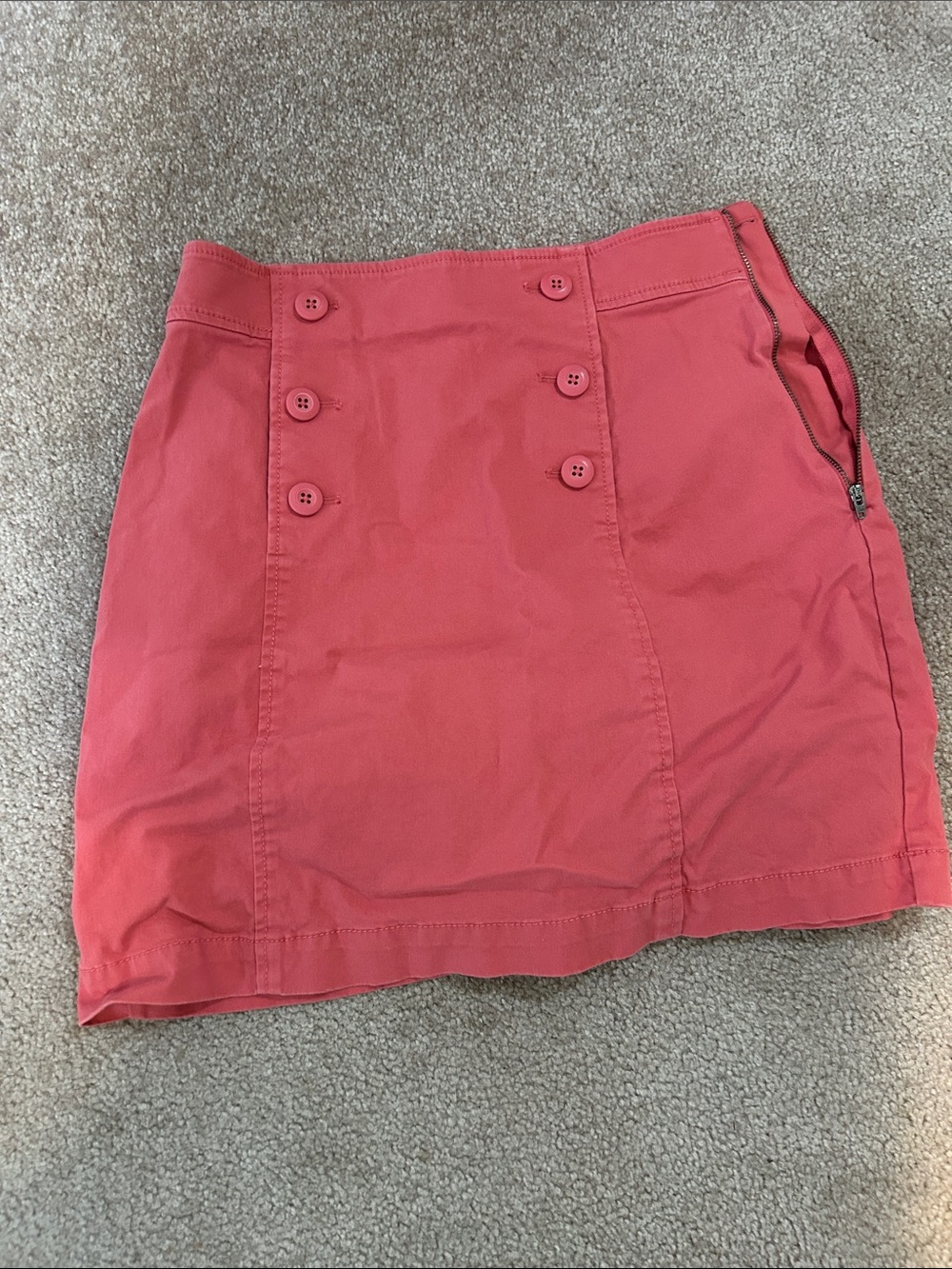LOFT Coral Button-Front Mini Skirt